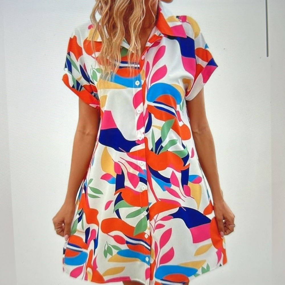 ❣️5 items $25 Colorful Abstract Print Women's Top - Picture 2 of 7